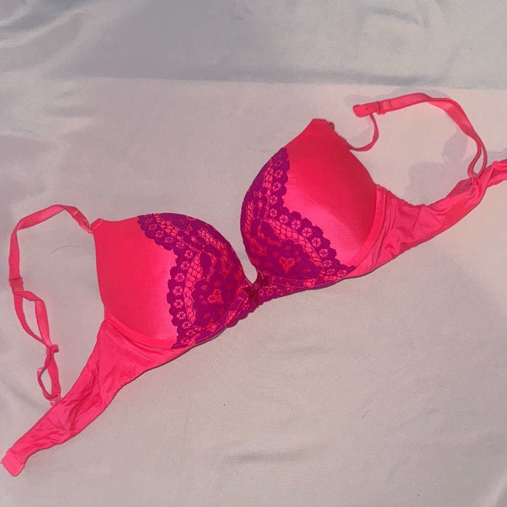 Victoria's Secret Vibrant Pink and Purple Lace Bra